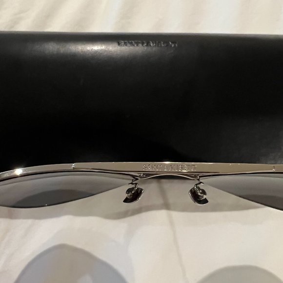 SAINT LAURENT CLASSIC SL11 AVIATOR SUNGLASSES WITH IRON BRIDGE - OXIDIZED SILVER - Picture 5 of 5